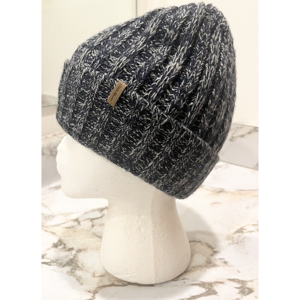 Eddie Bauer Cable Knit Beanie Toboggan Black Gray Fleece Lined One Size NWT